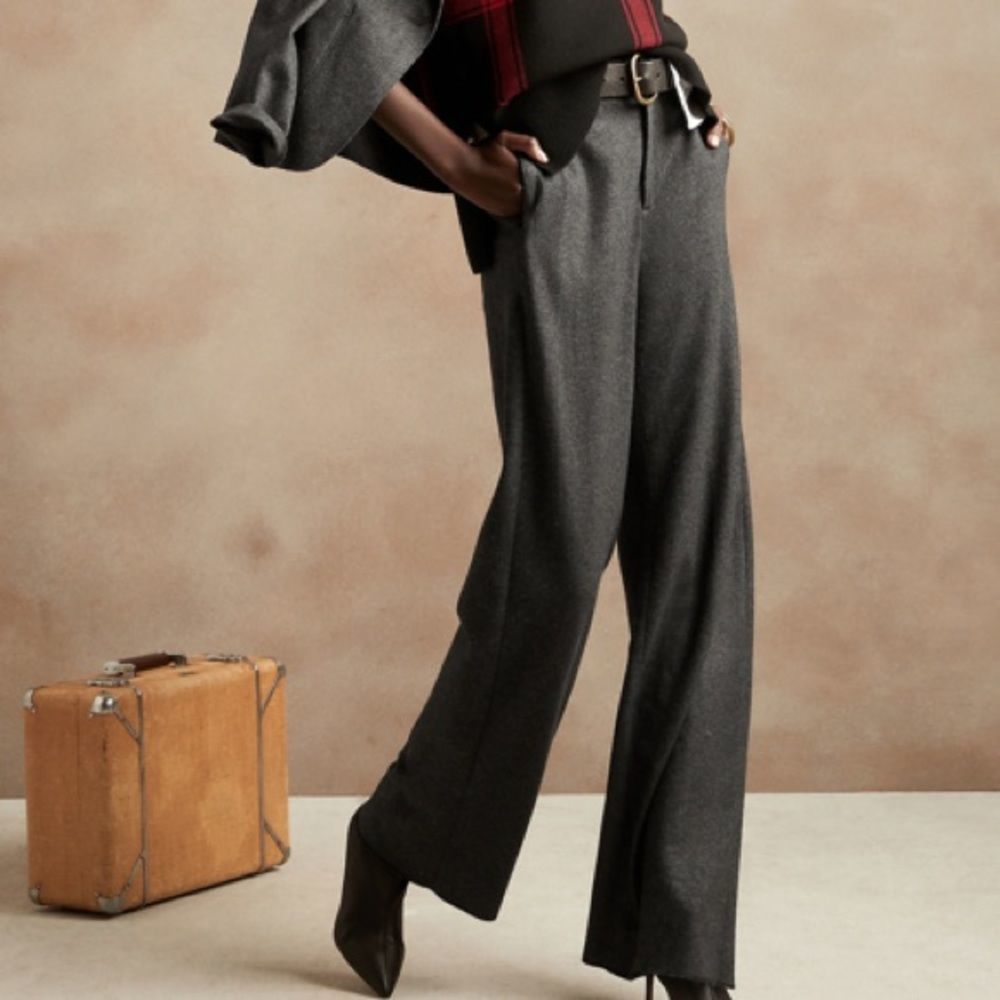 Banana Republic Wide-Leg Wool-Blend Pants